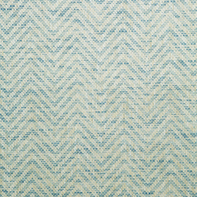 Pale bluestone blue and cream woven chevrons with a softly flecked texture