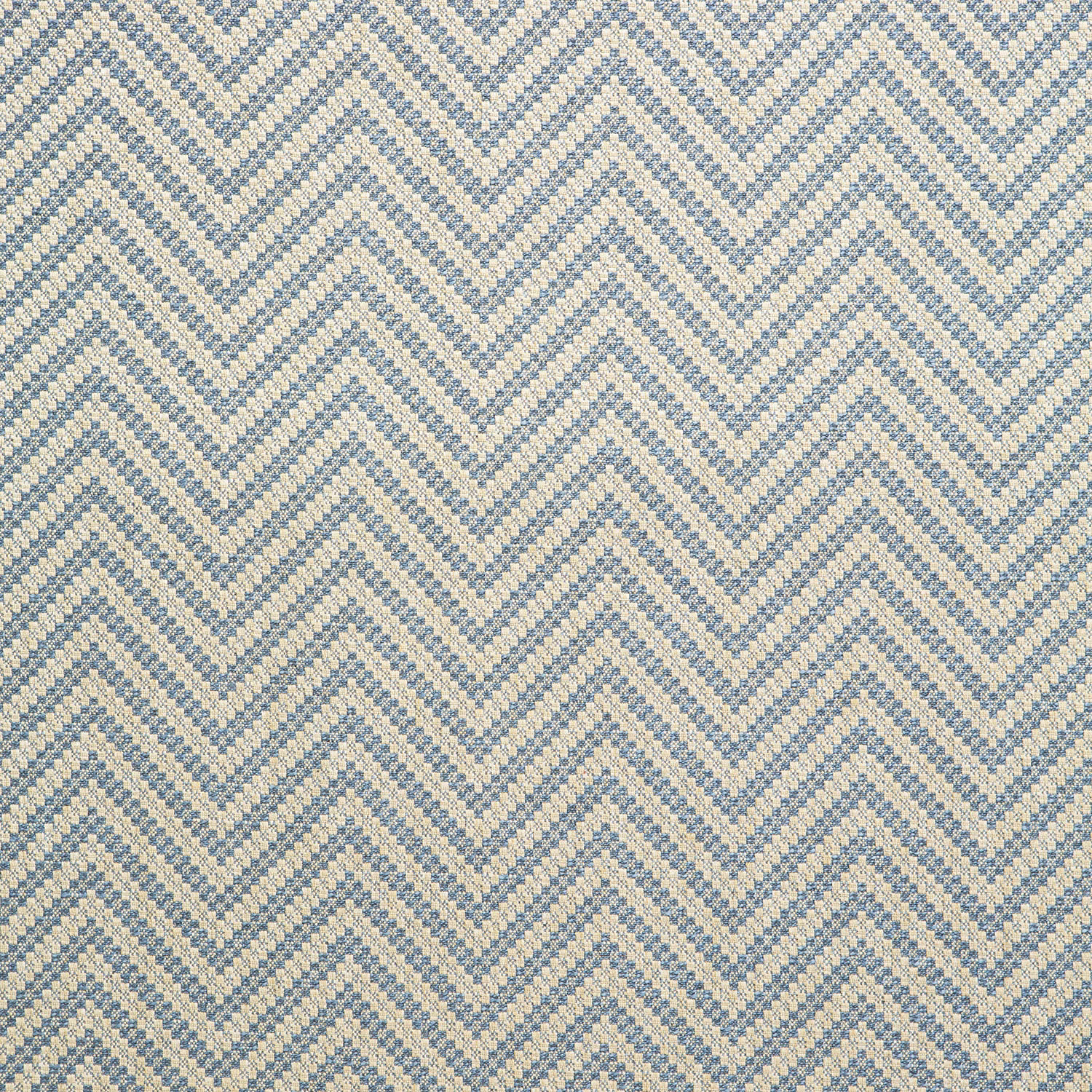 Cream and muted Delft-blue chevrons in a finely pebbled woven texture