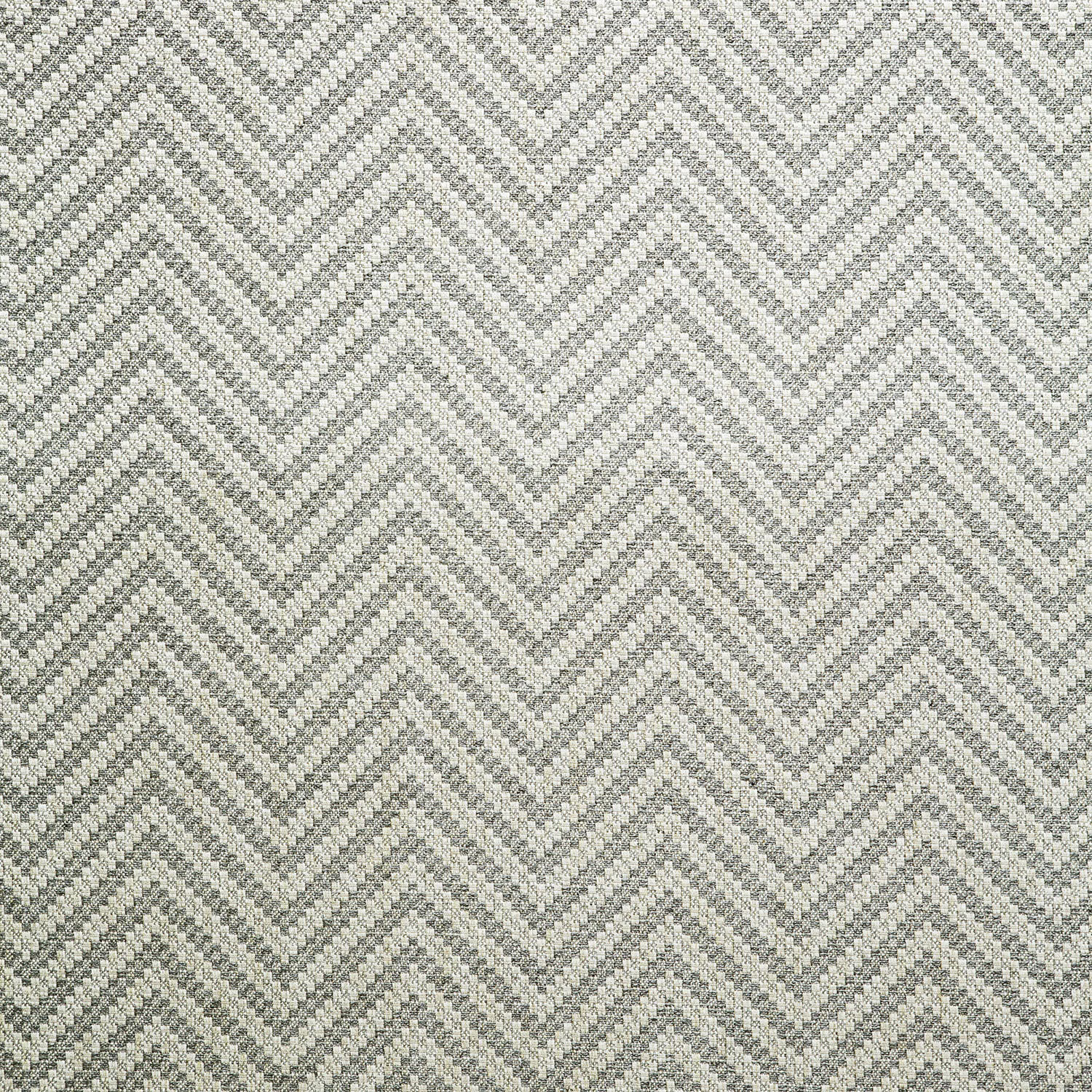 Cool dove-grey woven fabric with a softly textured repeating chevron pattern