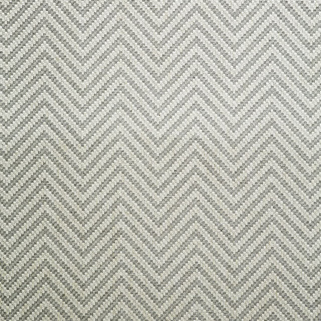 Cool dove-grey woven fabric with a softly textured repeating chevron pattern