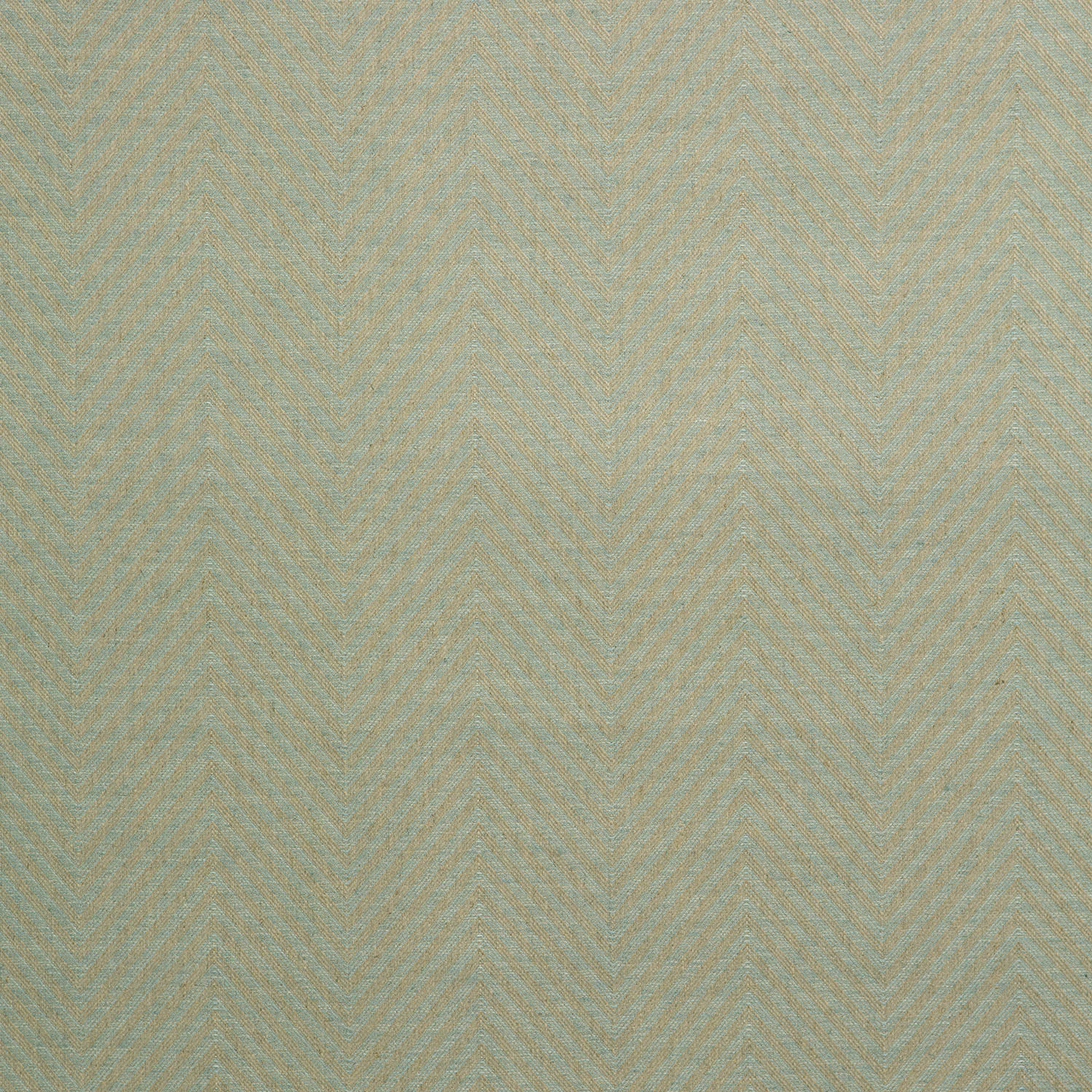 Pale duck egg blue-green woven textile with fine tan chevron texture