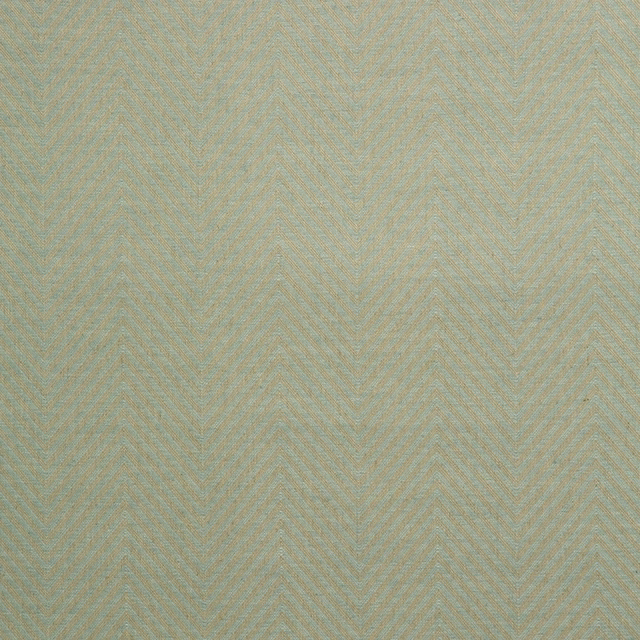 Pale duck egg blue-green woven textile with fine tan chevron texture