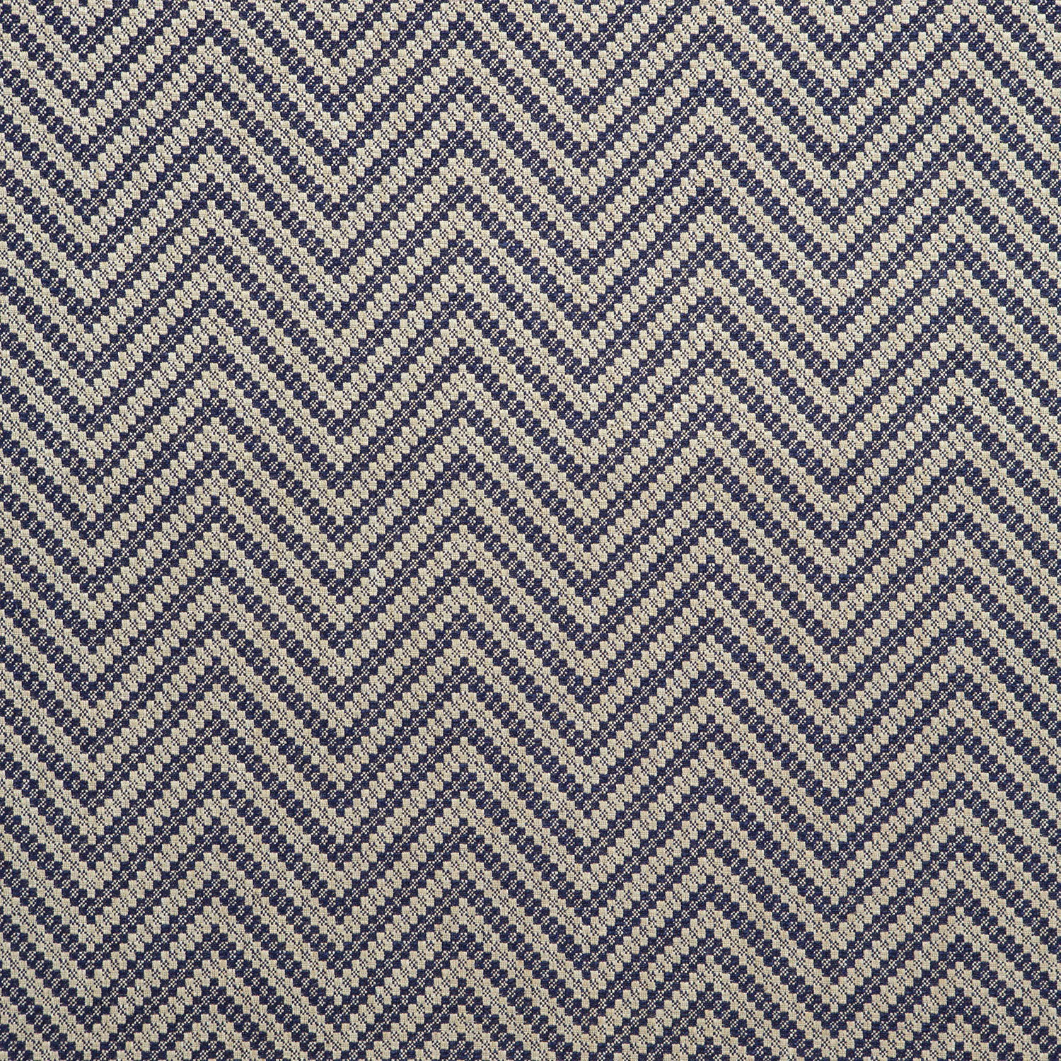 Deep navy and cream woven chevrons with a compact textured surface