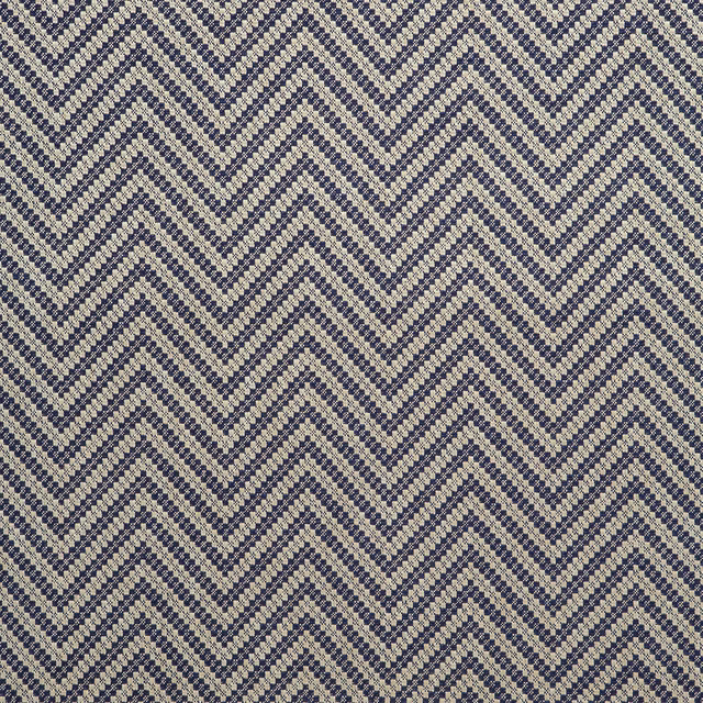 Deep navy and cream woven chevrons with a compact textured surface