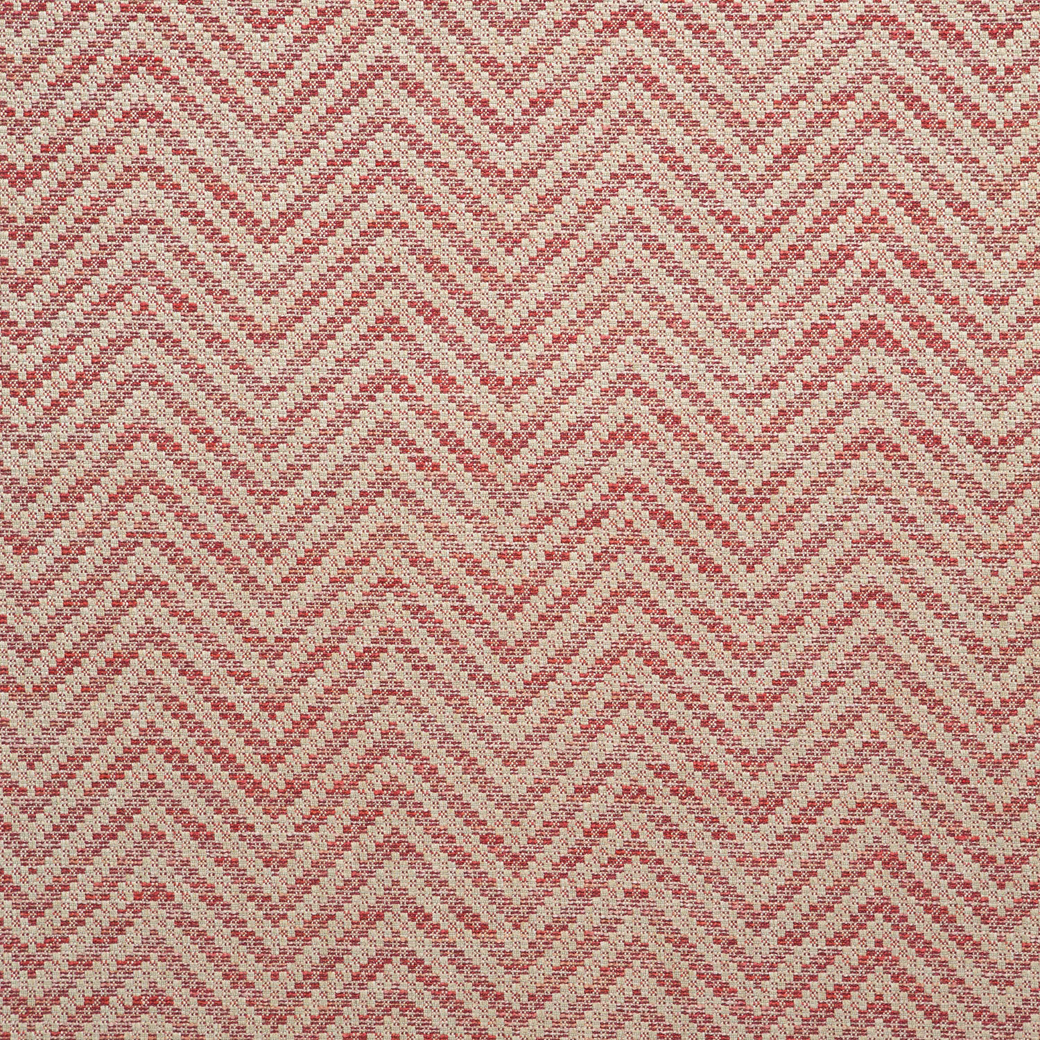 Muted brick-red and cream woven chevrons with a tactile, softly nubby surface