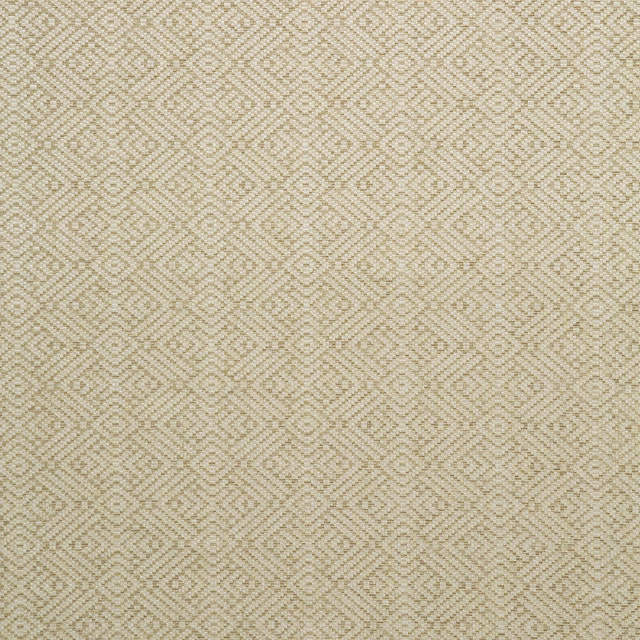 Warm sandstone and cream woven fabric with a small repeating diamond lattice