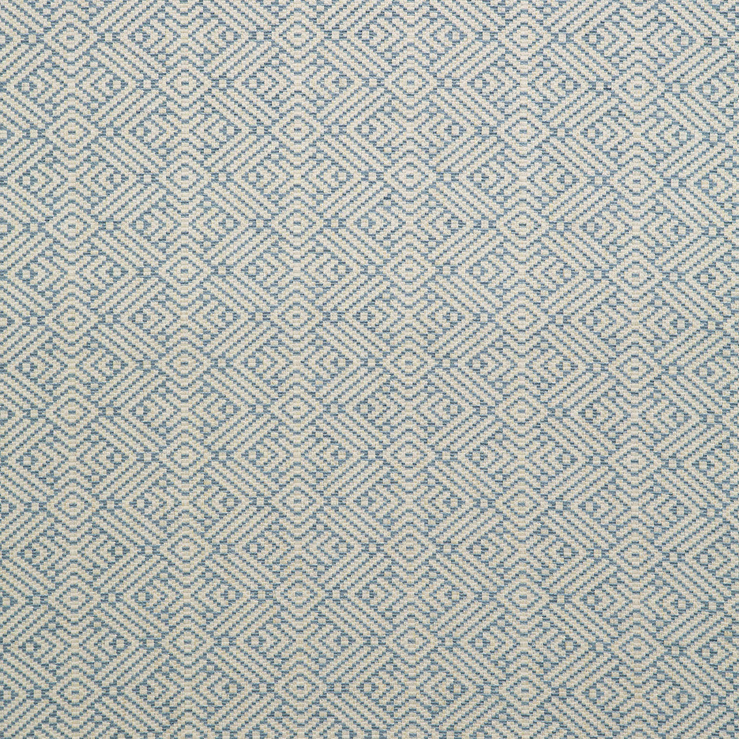 Soft sapphire-blue and cream woven fabric with a small geometric diamond pattern