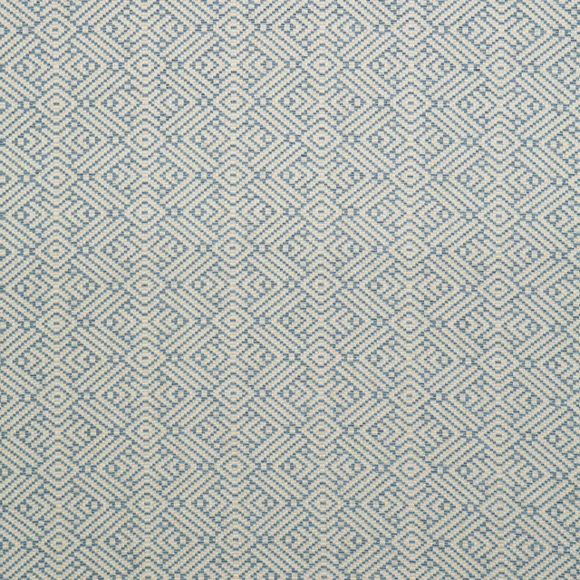 Soft sapphire-blue and cream woven fabric with a small geometric diamond pattern