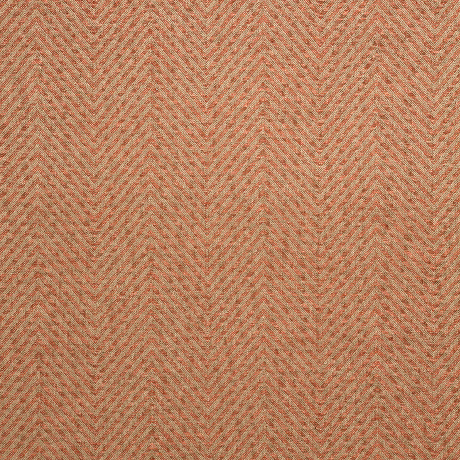 Warm terracotta woven fabric with fine tonal chevron stripes and subtle texture