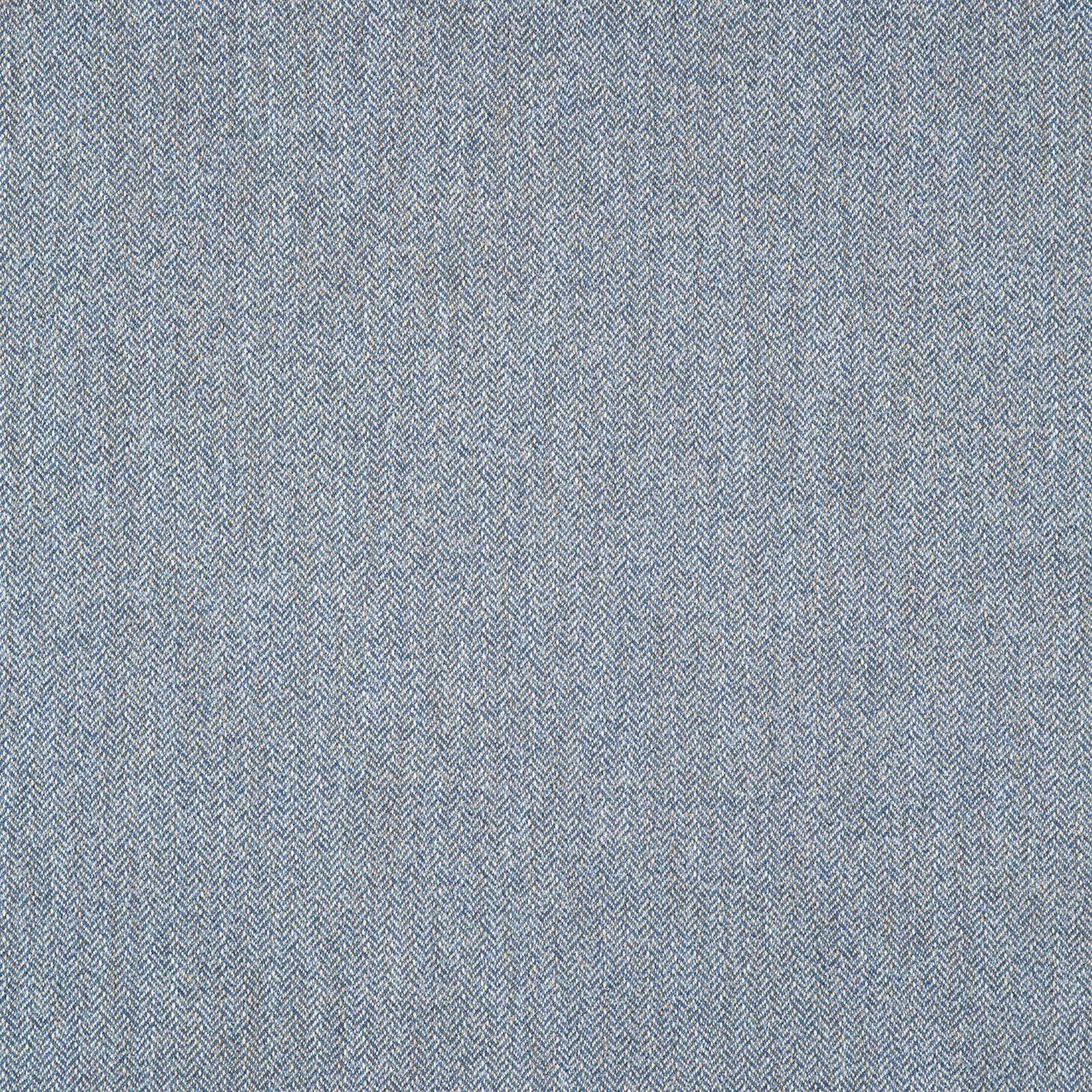 Muted azure blue Faroe fabric with fine pale herringbone weave and softly flecked texture