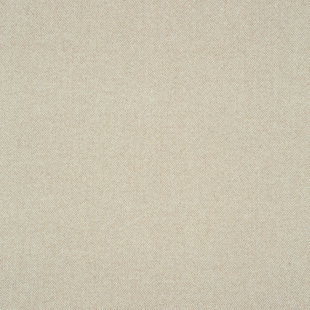 Close-up of pale eggshell fabric with a fine beige herringbone weave