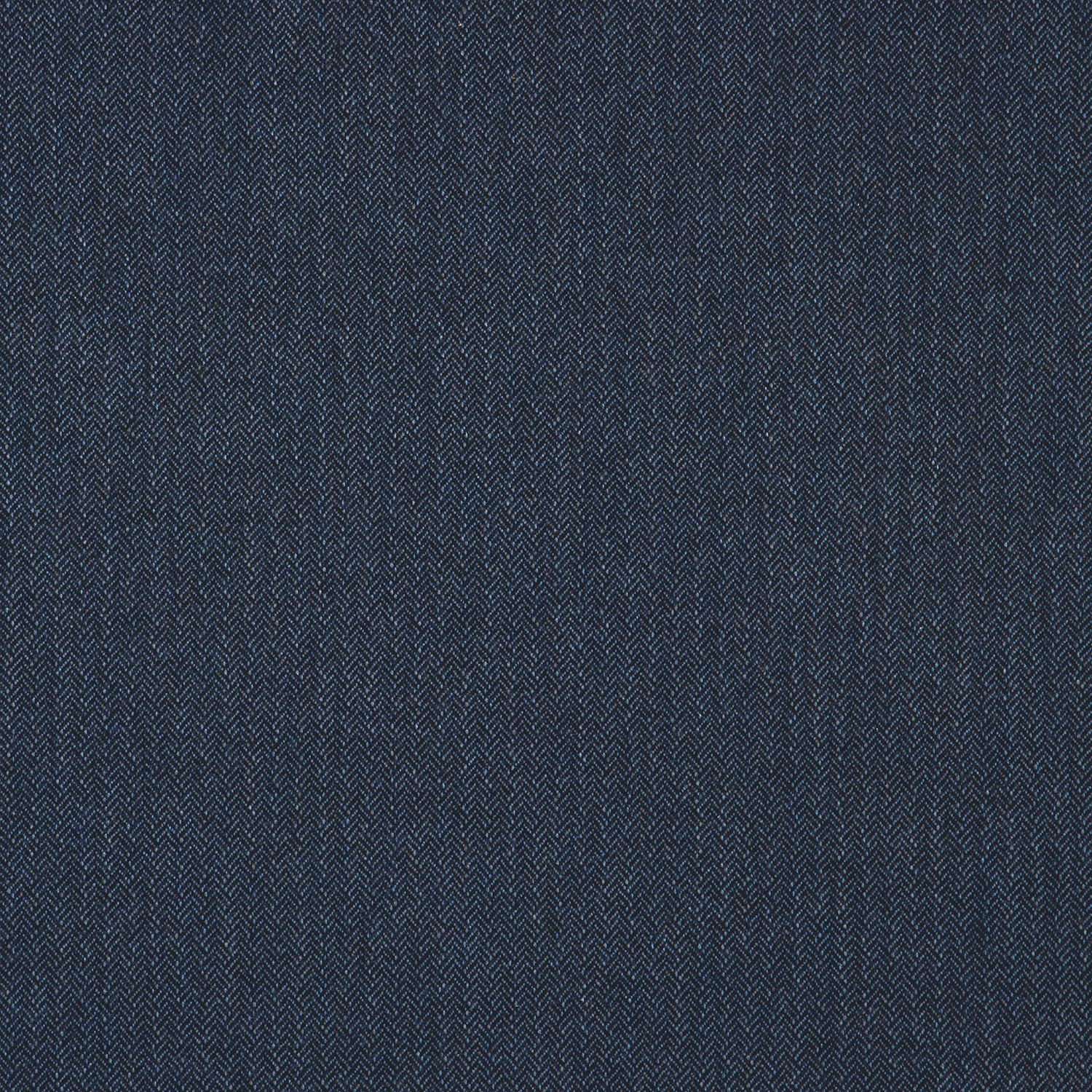 Close view of dark navy and blue-grey herringbone weave with fine texture