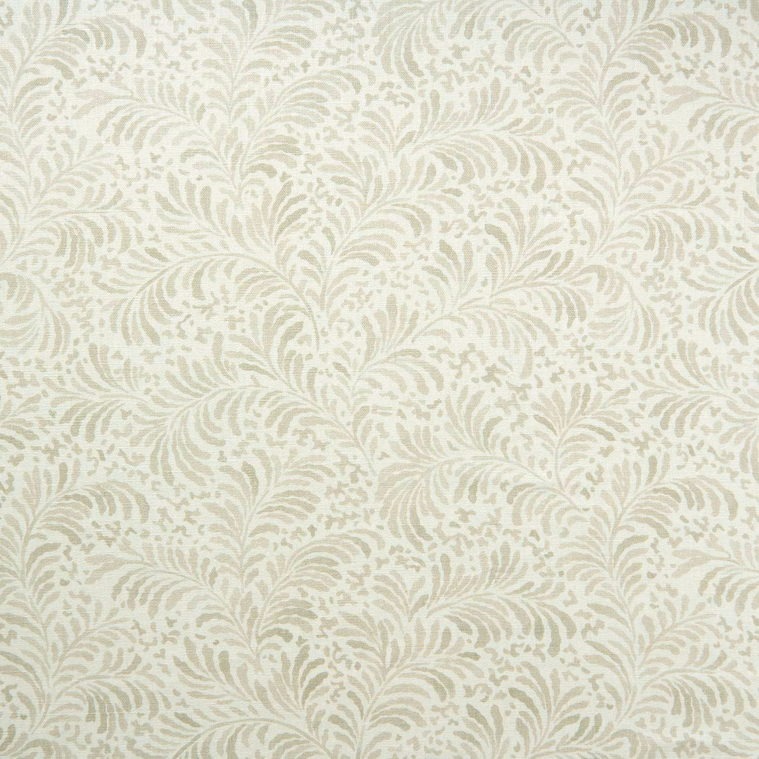 Ivory linen fabric with soft tonal leafy botanical pattern