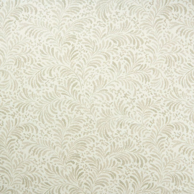 Ivory linen fabric with soft tonal leafy botanical pattern