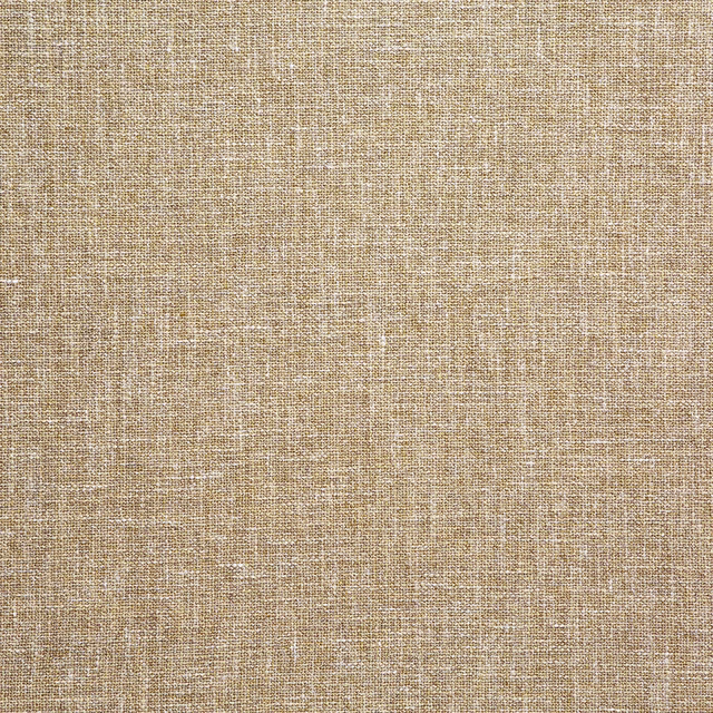 Close-up of warm maize-tan woven fabric with cream flecks and subtle brown slubs