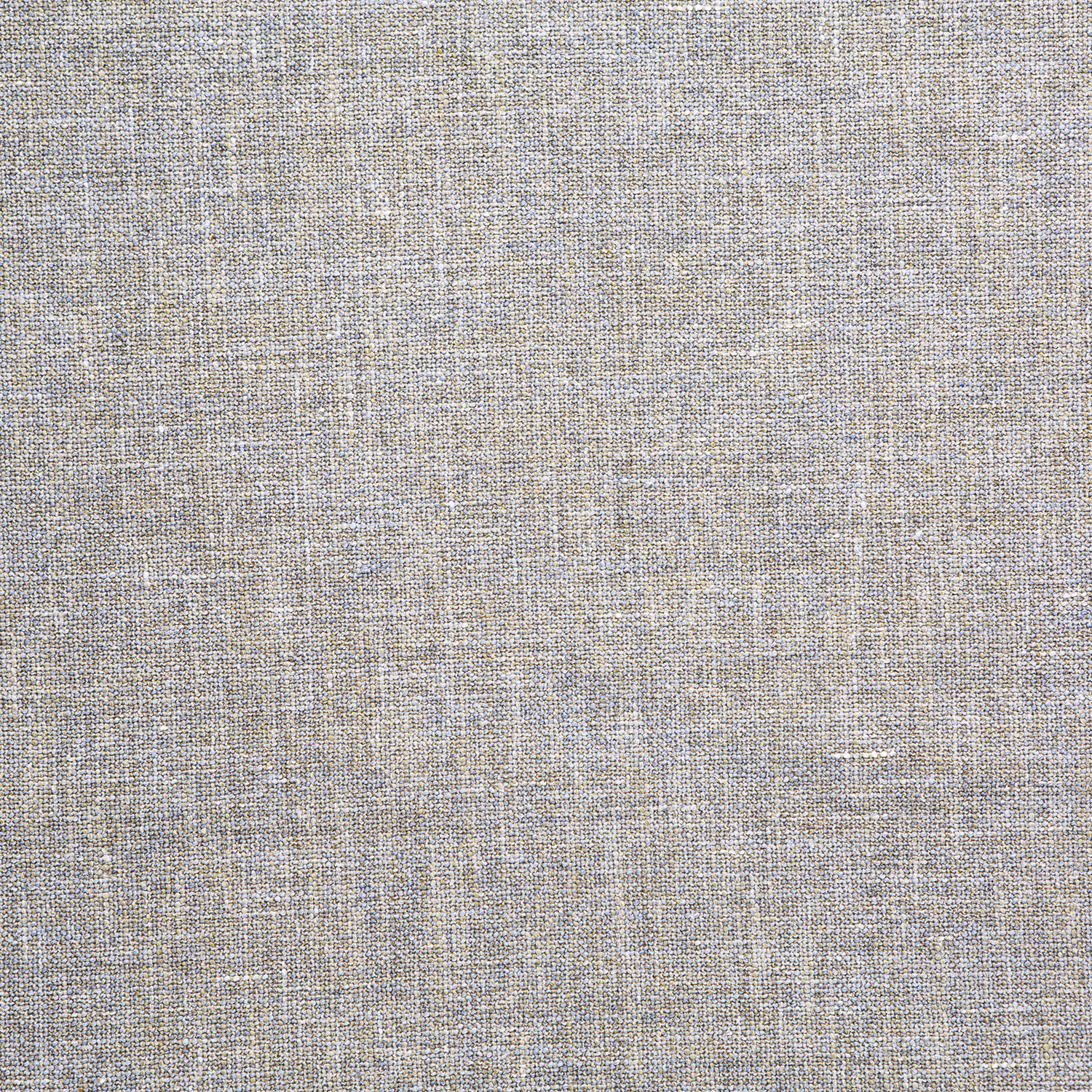 Close-up of pale powder blue woven fabric with fine flax-toned crosshatch texture