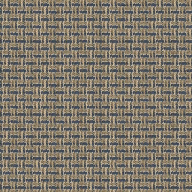 Muted navy and tan small geometric woven upholstery fabric with broken linear flecks