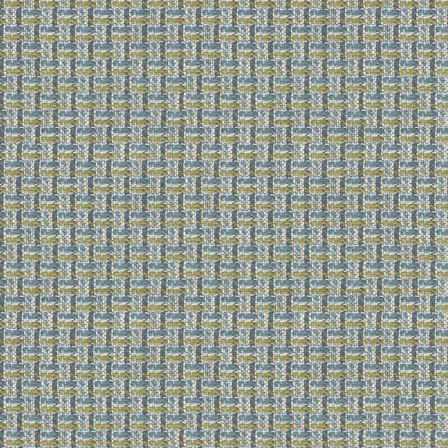 Muted cornflower blue woven check with aqua, cream and olive threads