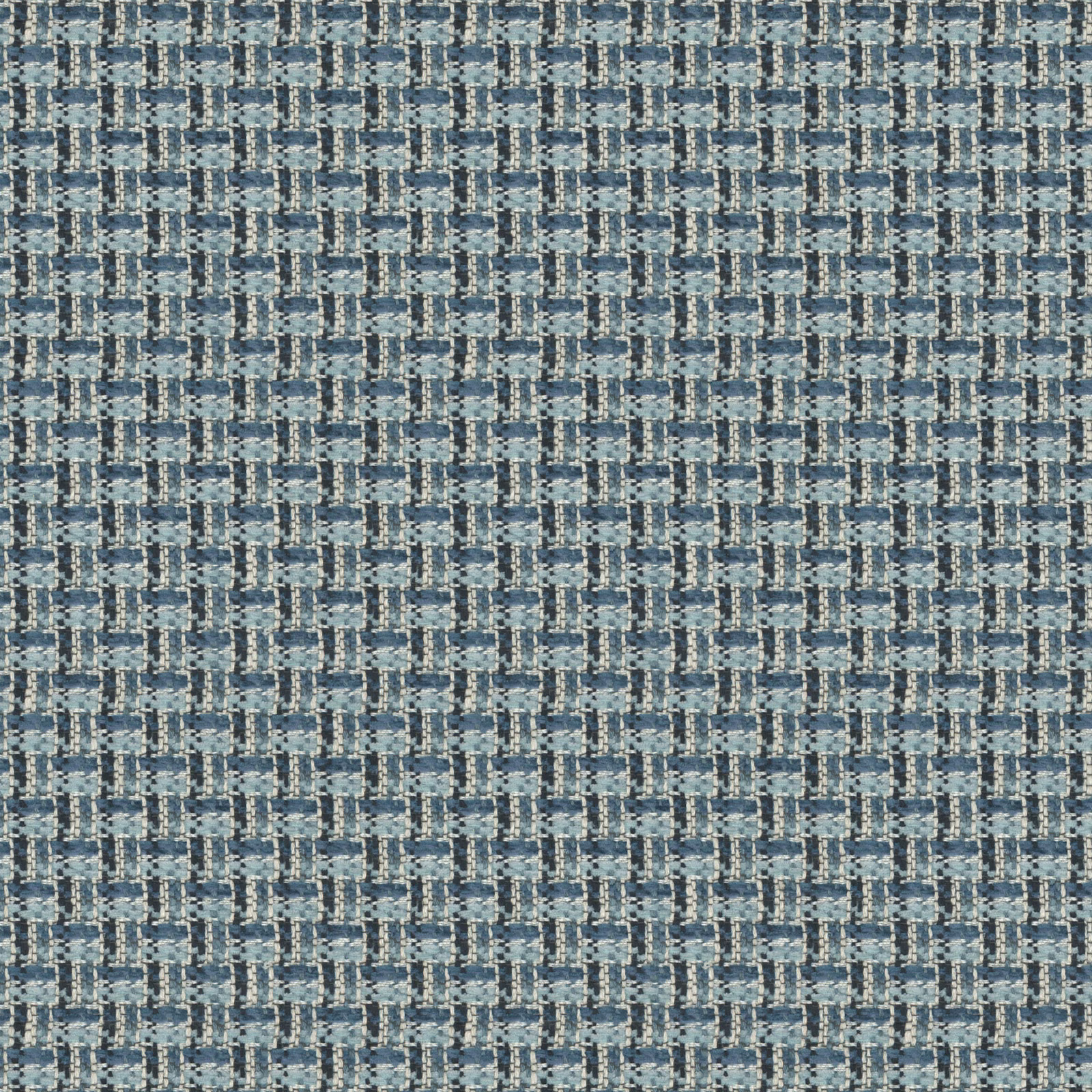 Muted denim-blue woven fabric with a small pale broken geometric grid