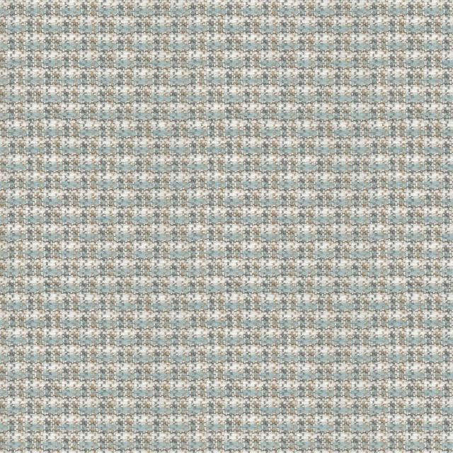 Close-up of duck egg blue, ivory and taupe woven small-check texture
