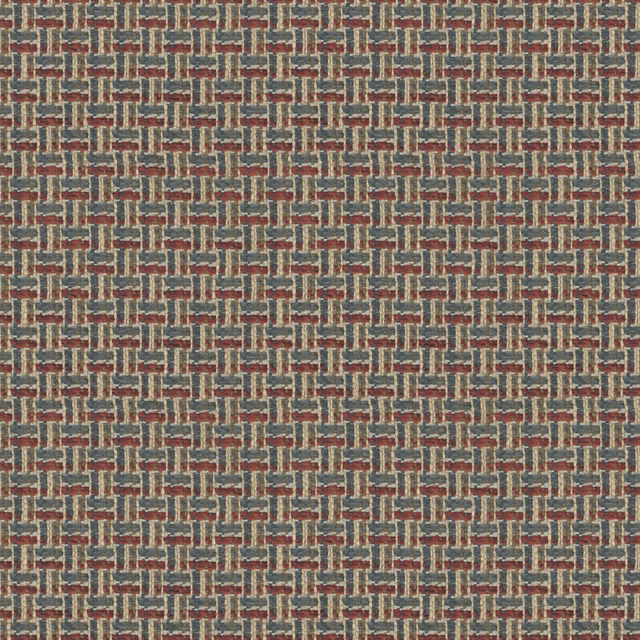 Close-up of Hartland Elderberry showing burgundy, blue-grey and cream woven geometric bars
