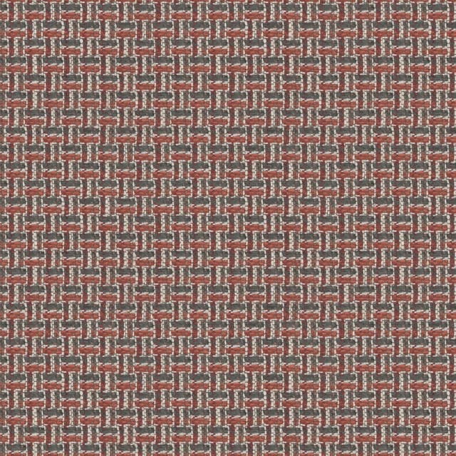 Muted burgundy, rust and grey small-scale interlocking geometric weave