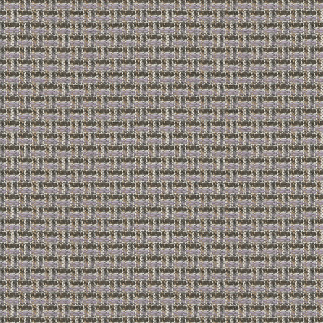Close-up of grey lilac and tan woven small geometric check upholstery fabric