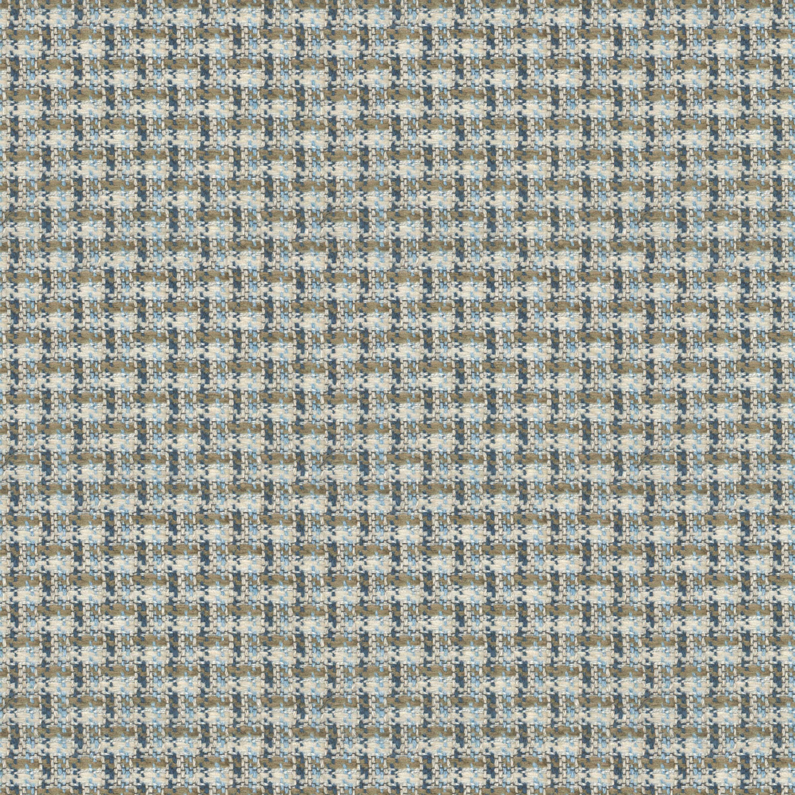 Blue-grey, cream and tan small woven check with softly flecked texture