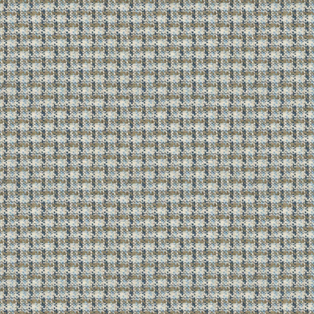 Blue-grey, cream and tan small woven check with softly flecked texture