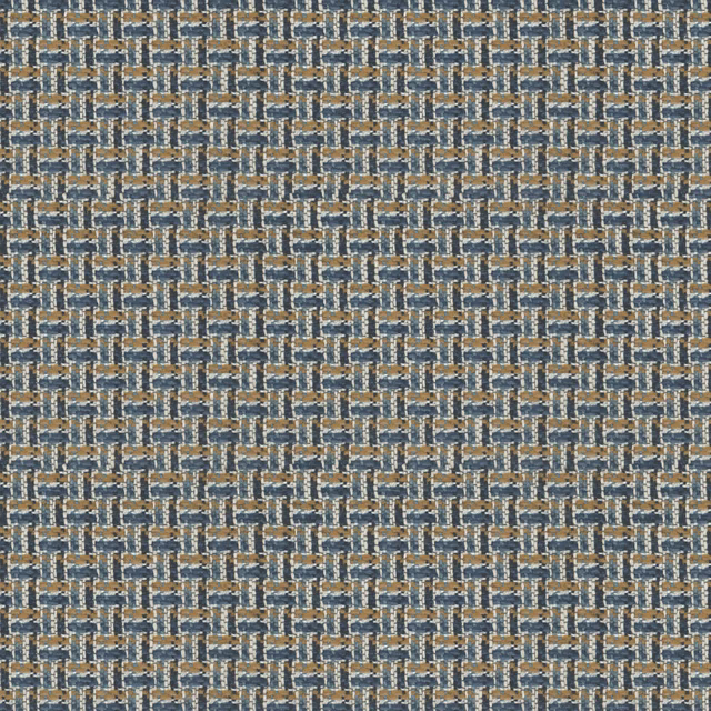 Close-up of Hartland Nautical’s small blue, tan and cream woven grid