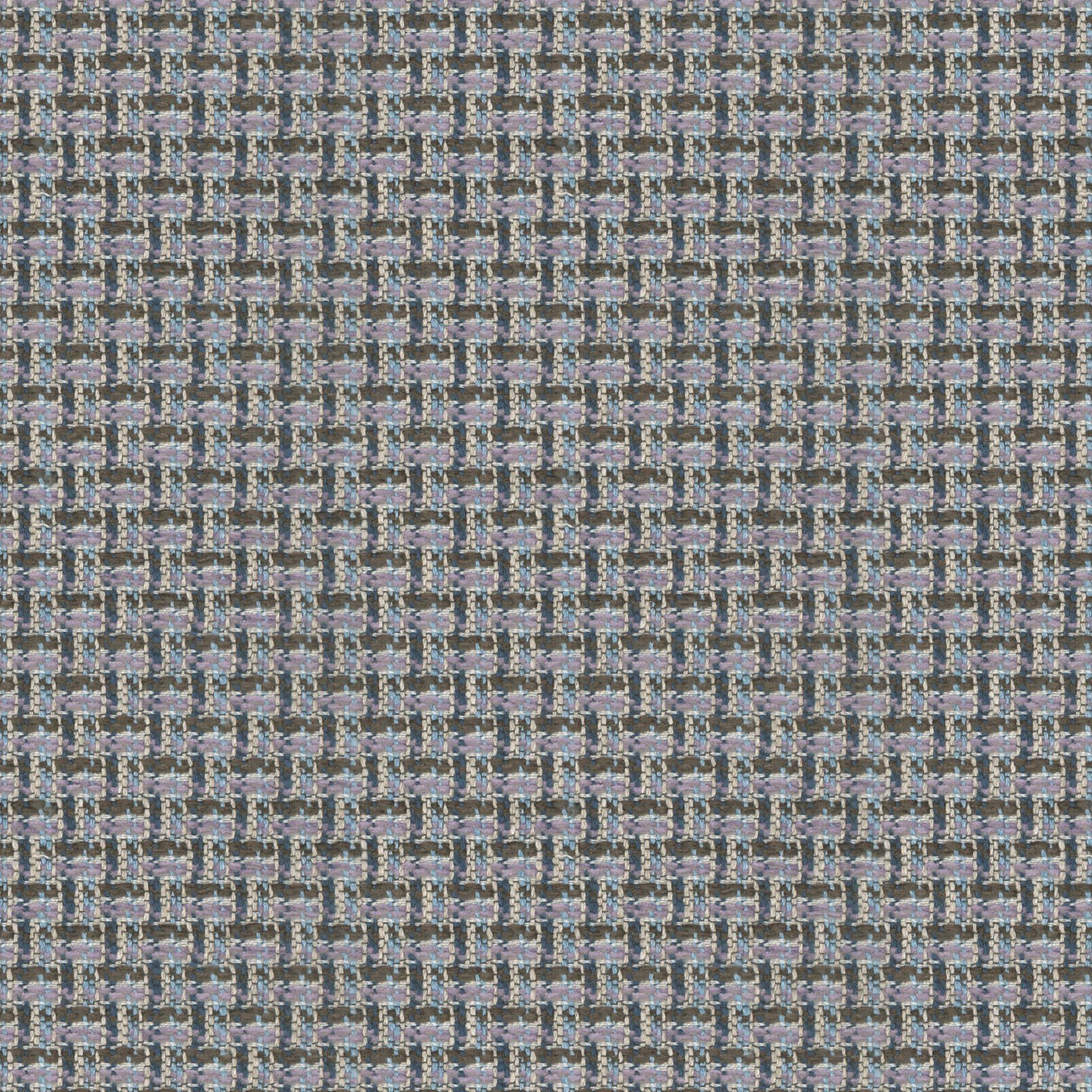 Blue-grey woven small check with lilac, pale blue and tan flecks