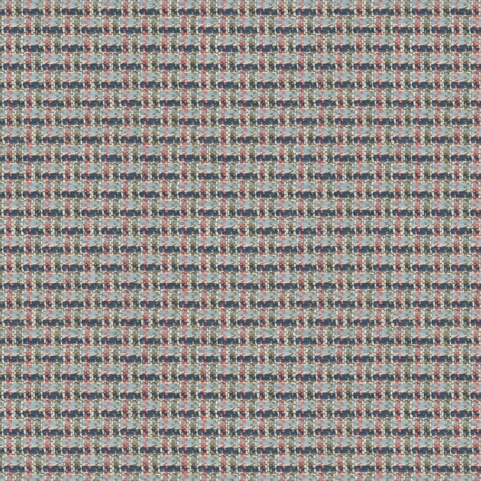 Close-up of Hartland Reef’s blue-grey woven check with burgundy and lilac flecks
