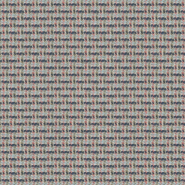 Close-up of Hartland Reef’s blue-grey woven check with burgundy and lilac flecks