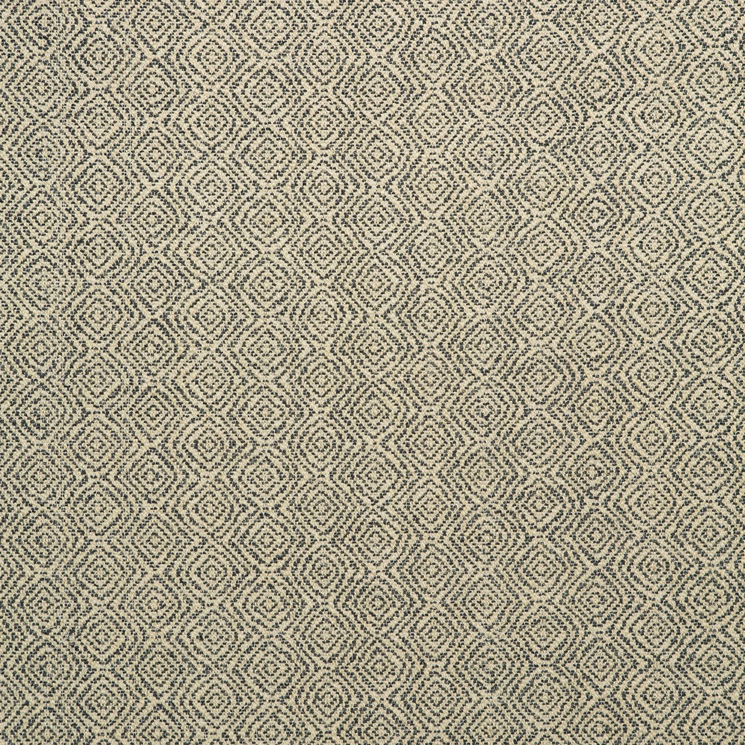 Charcoal and oat fabric with a tightly woven repeating diamond geometric pattern