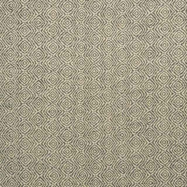 Charcoal and oat fabric with a tightly woven repeating diamond geometric pattern