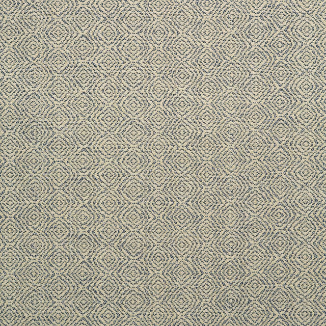 Small blue-lilac diamond geometric weave on a warm cream-beige ground