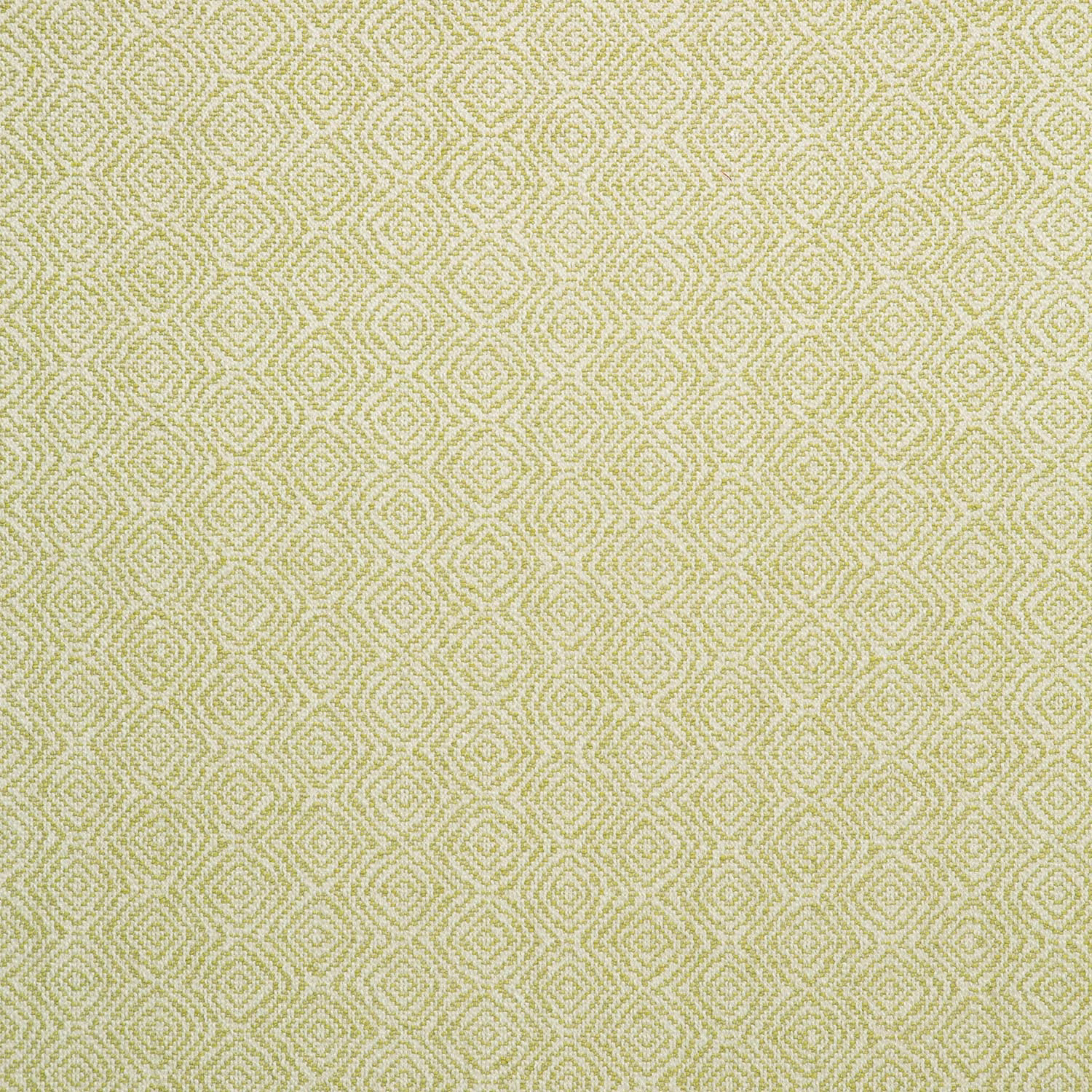 Pale apple-green and ivory small geometric woven upholstery fabric with maze-like diamonds