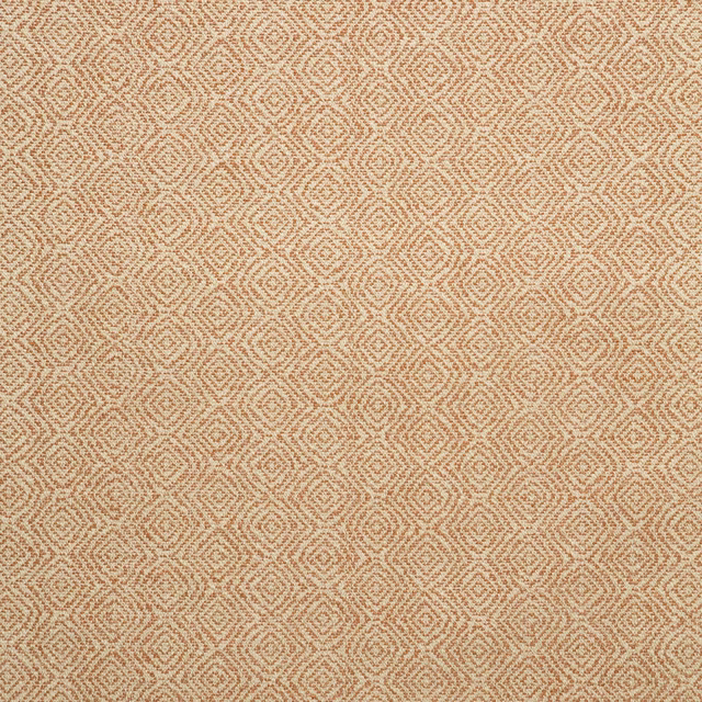Warm coral and cream small-scale geometric weave with tactile textured surface