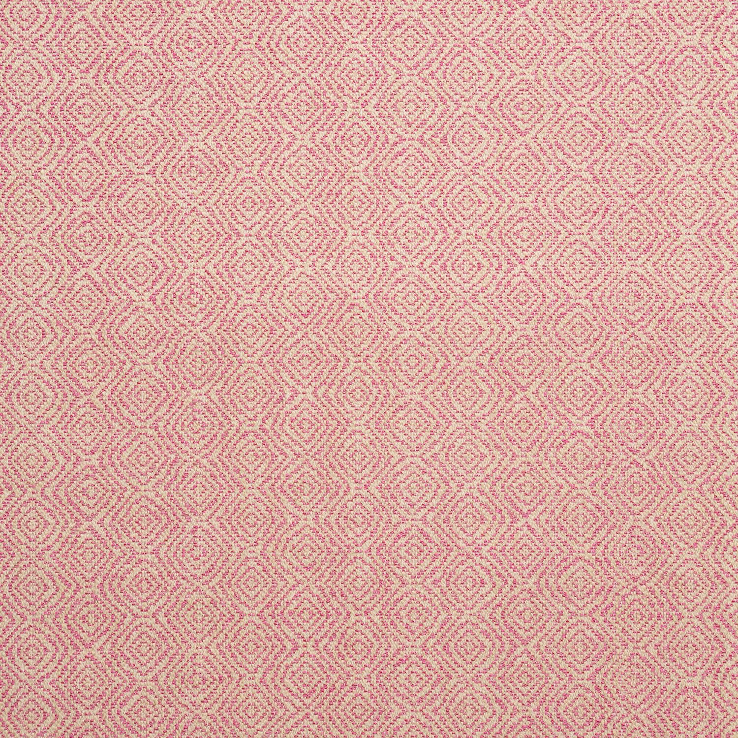Rose-pink and cream woven fabric with tiny repeating diamond motifs
