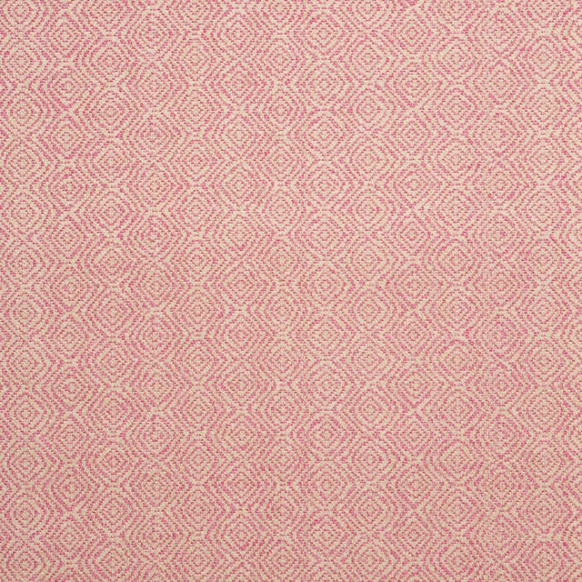 Rose-pink and cream woven fabric with tiny repeating diamond motifs