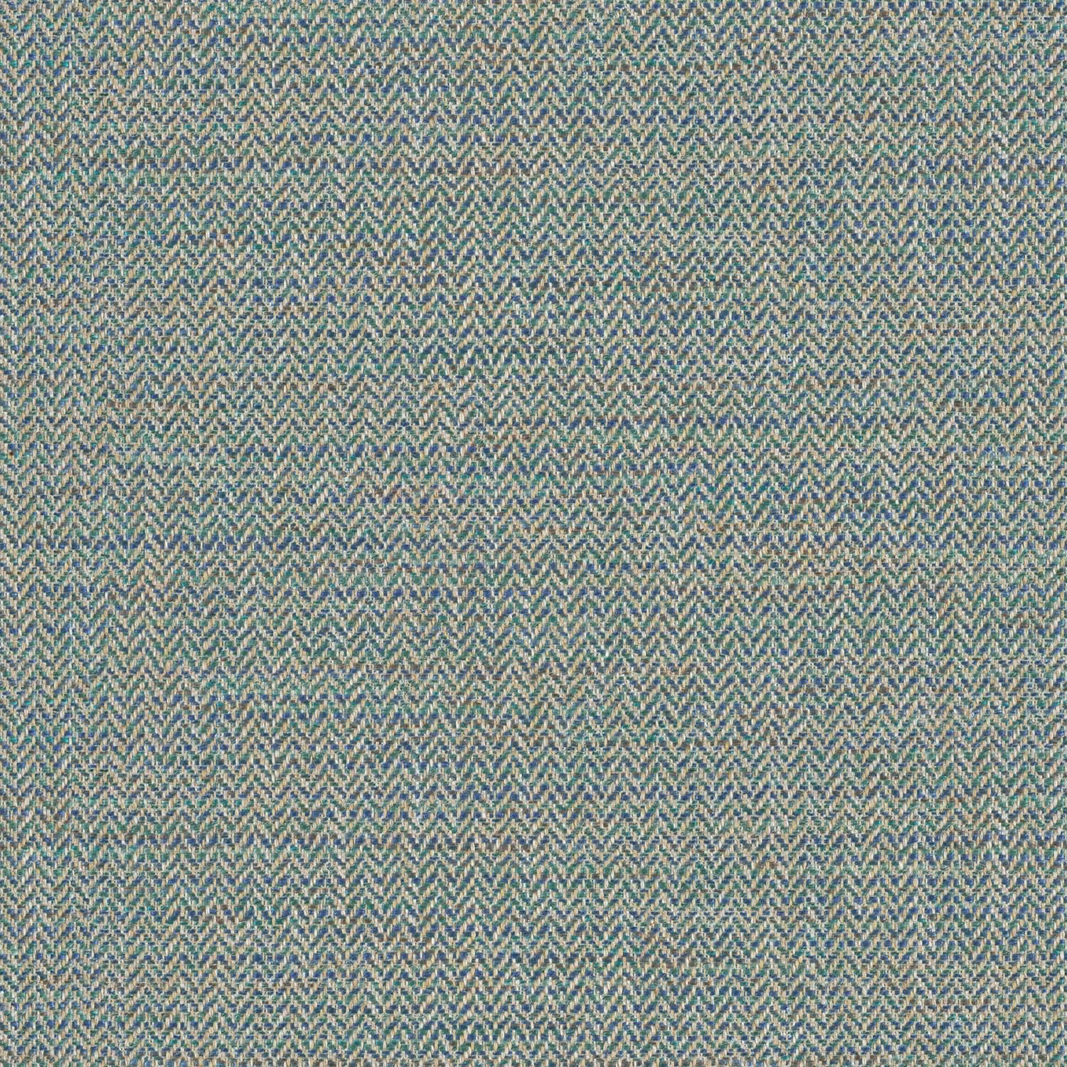 Muted blue-green and lilac herringbone upholstery weave with fine zigzag texture