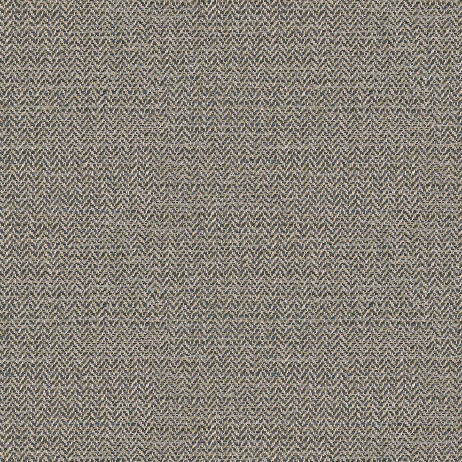 Cool zinc-grey herringbone upholstery weave with fine charcoal and pale flecks