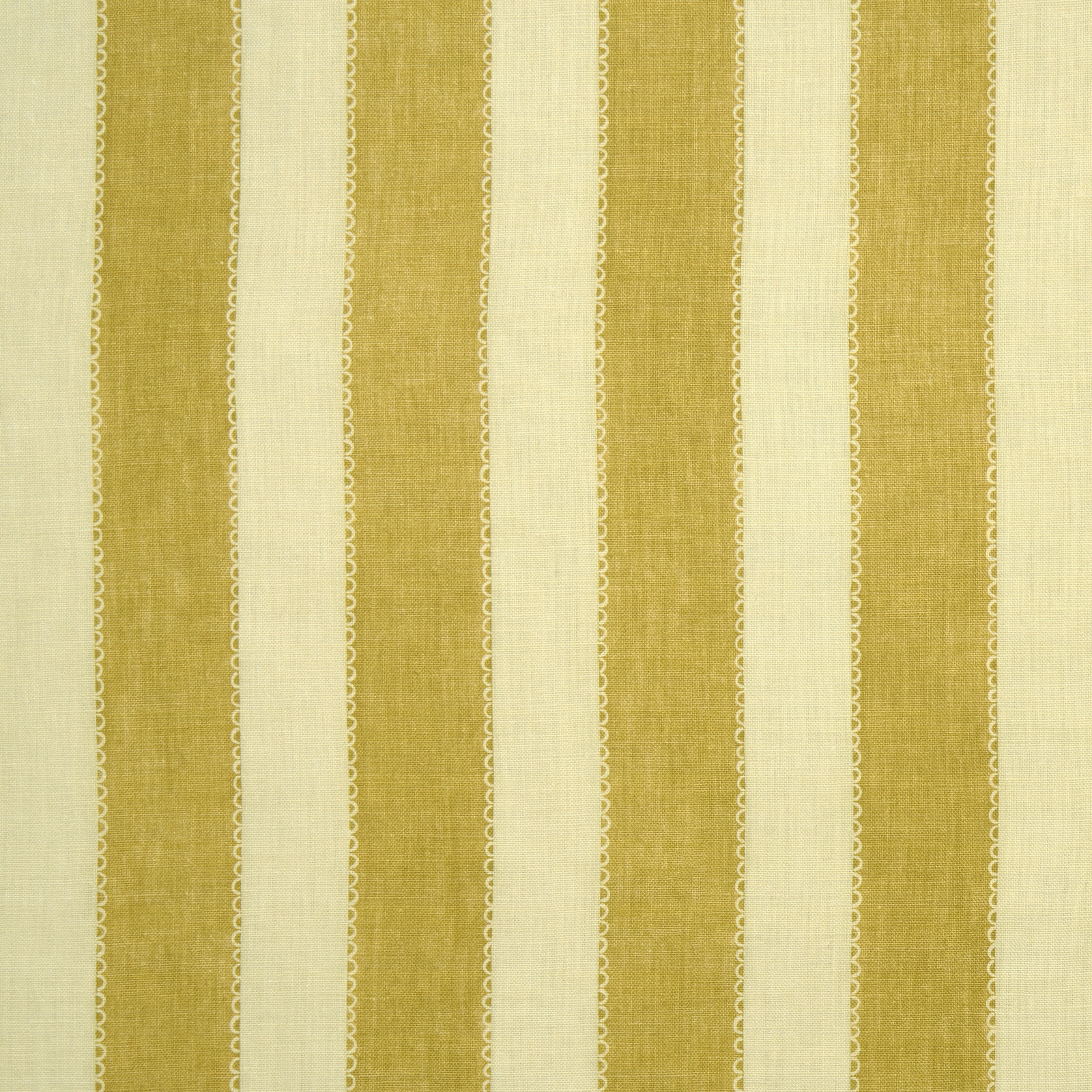 Vertical Dijon yellow and cream linen stripes with narrow decorative edging