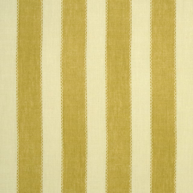 Vertical Dijon yellow and cream linen stripes with narrow decorative edging