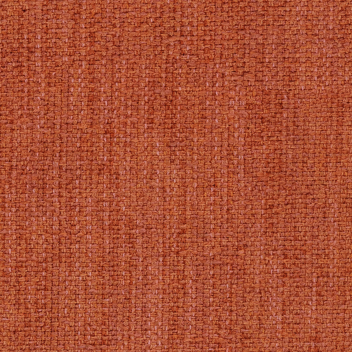 Close-up of burnt terracotta woven upholstery fabric with fine textured basket weave