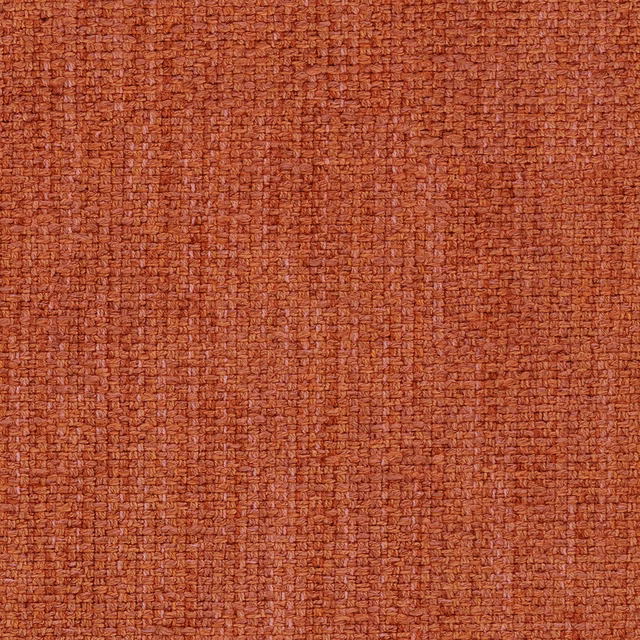 Close-up of burnt terracotta woven upholstery fabric with fine textured basket weave