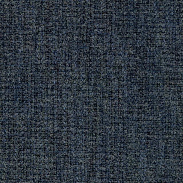 Close-up of deep indigo blue woven upholstery fabric with a tight textured surface