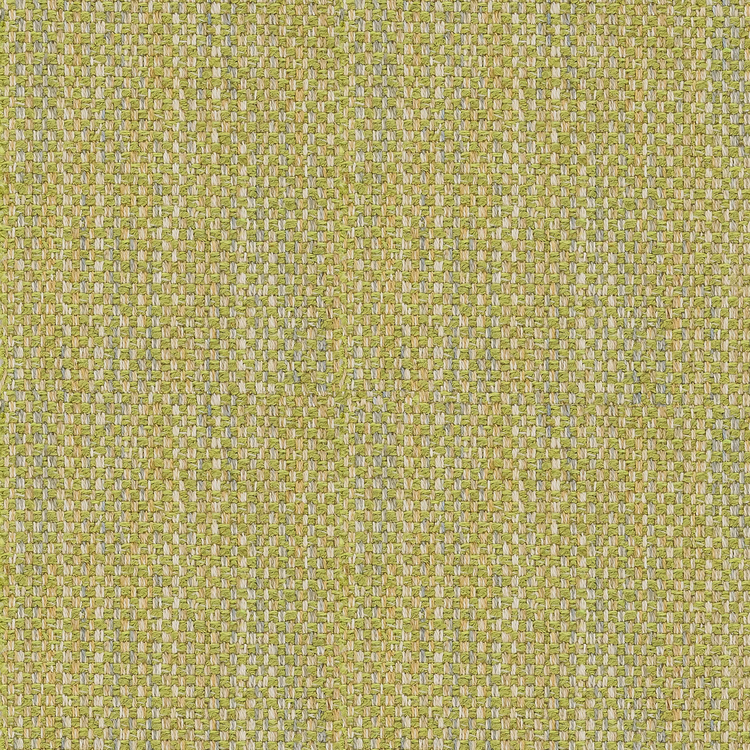 Close-up of lime green woven upholstery fabric with pale speckled texture