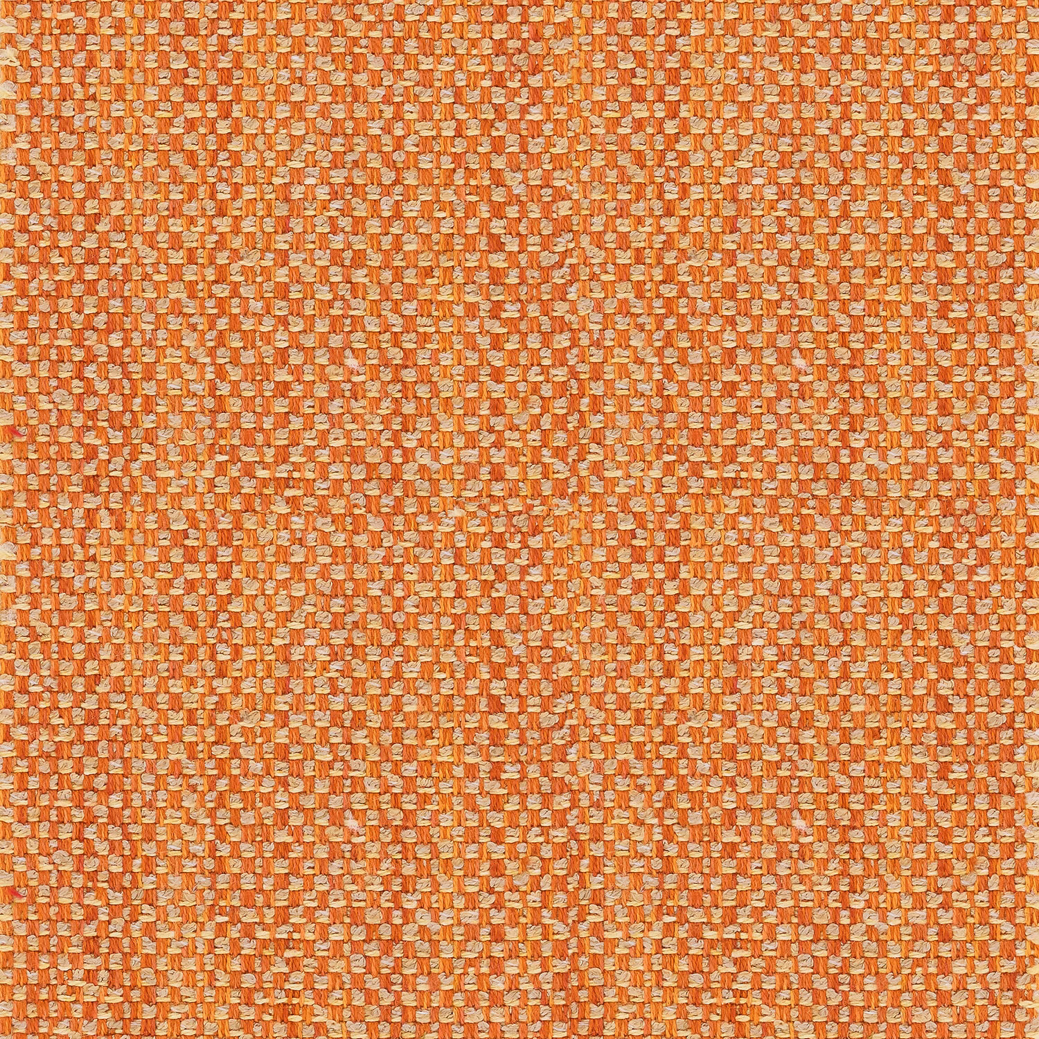 Close-up of bright marmalade orange woven fabric with small basket texture