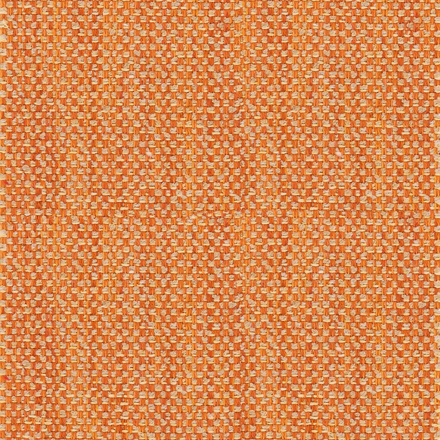 Close-up of bright marmalade orange woven fabric with small basket texture
